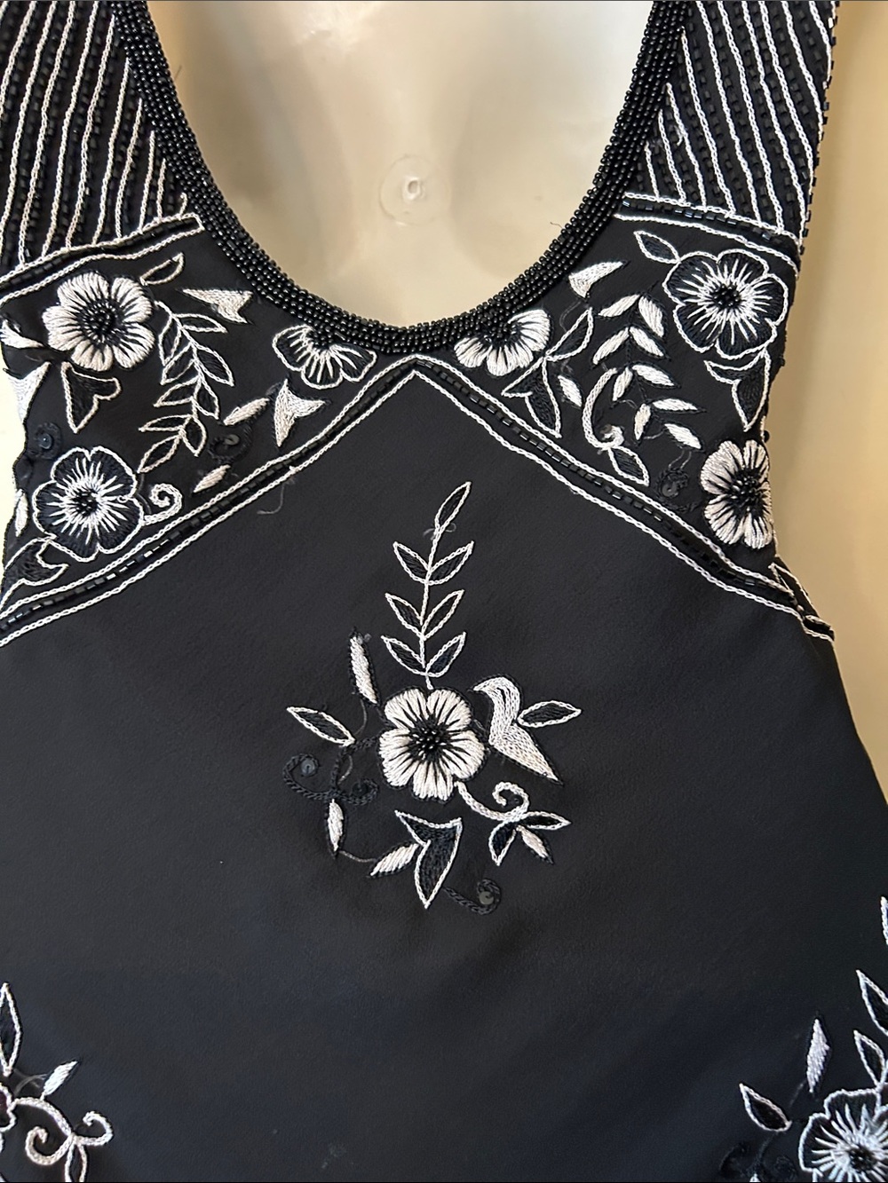 Aftershock London Vintage Beaded Black and White Silk Cocktail Dress size M - Picture 11 of 15